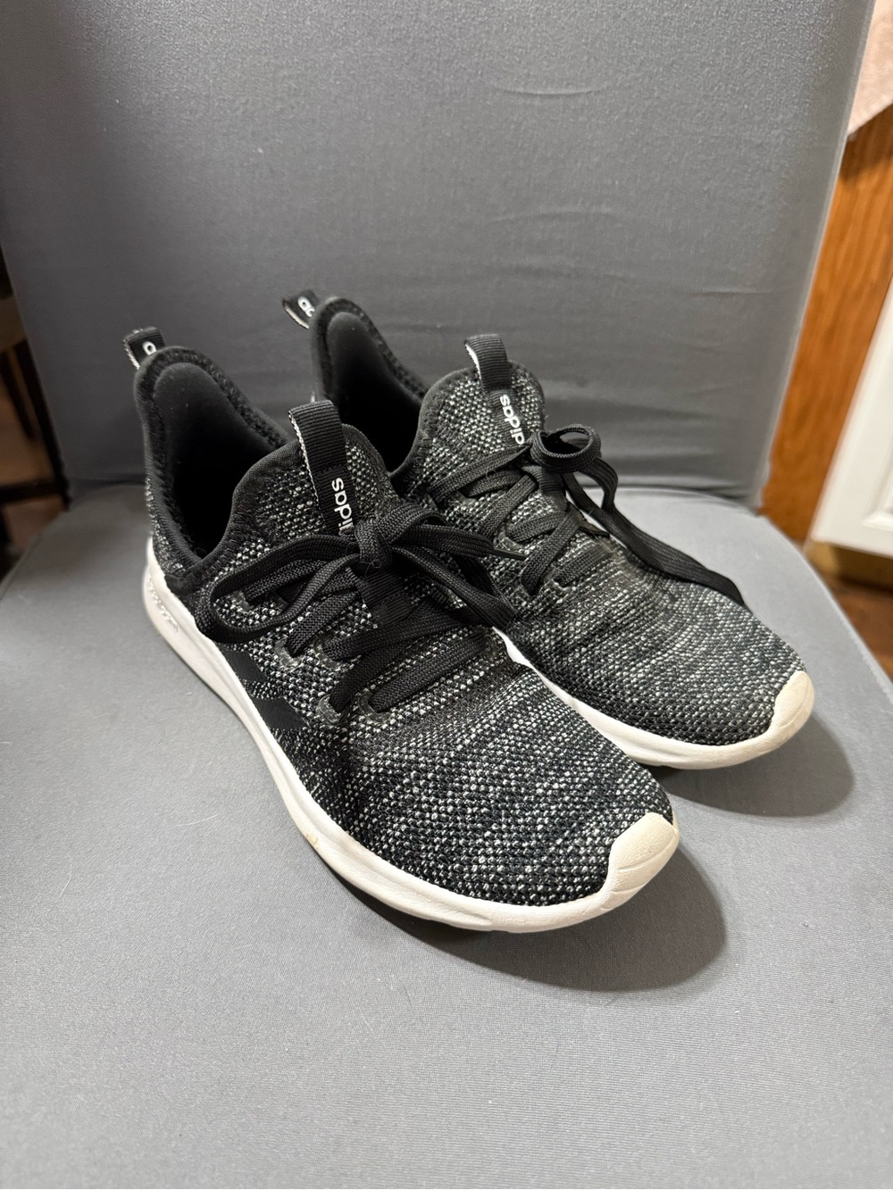 Adidas Women’s Cloudfoam Black Gray Speckled Running Sneakers